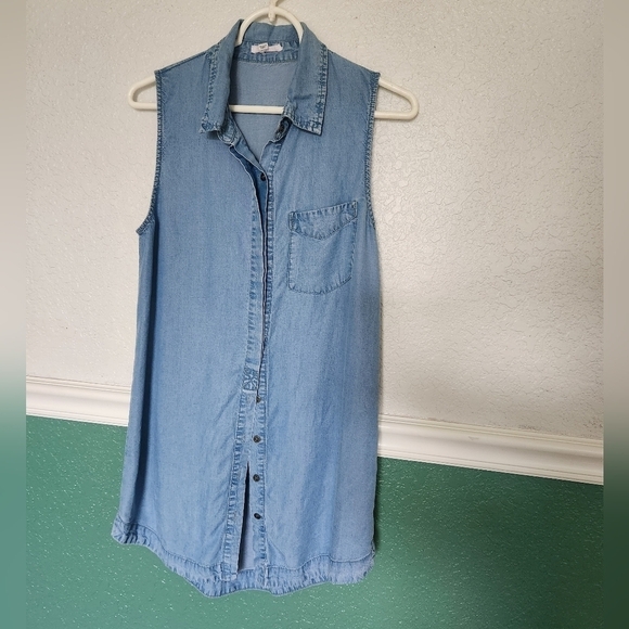 Women's denim Like Button Tank dress size small - Picture 2 of 10